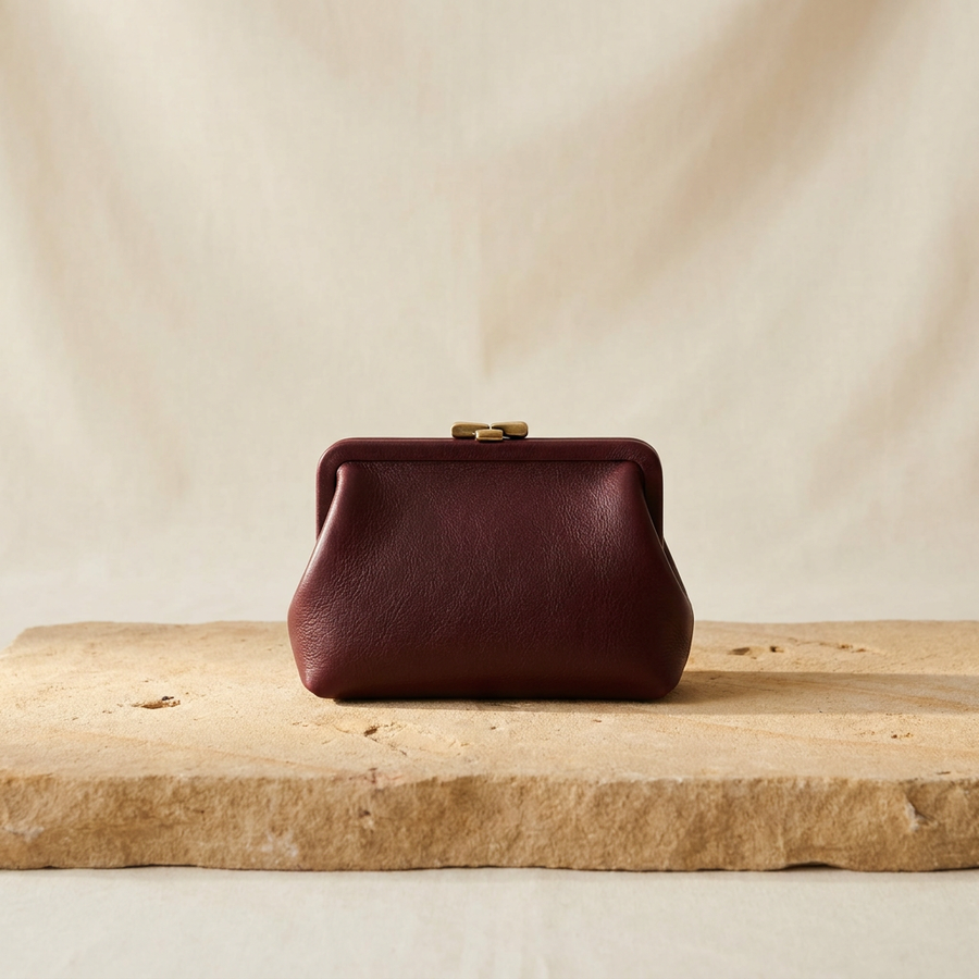 The Evening Clutch — burgundy leather clutch
