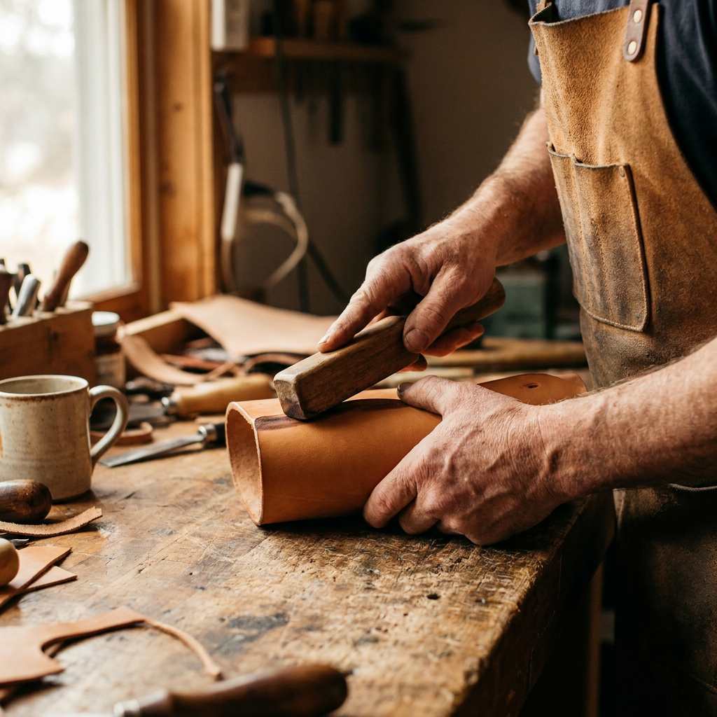 Hand-burnished leather edge