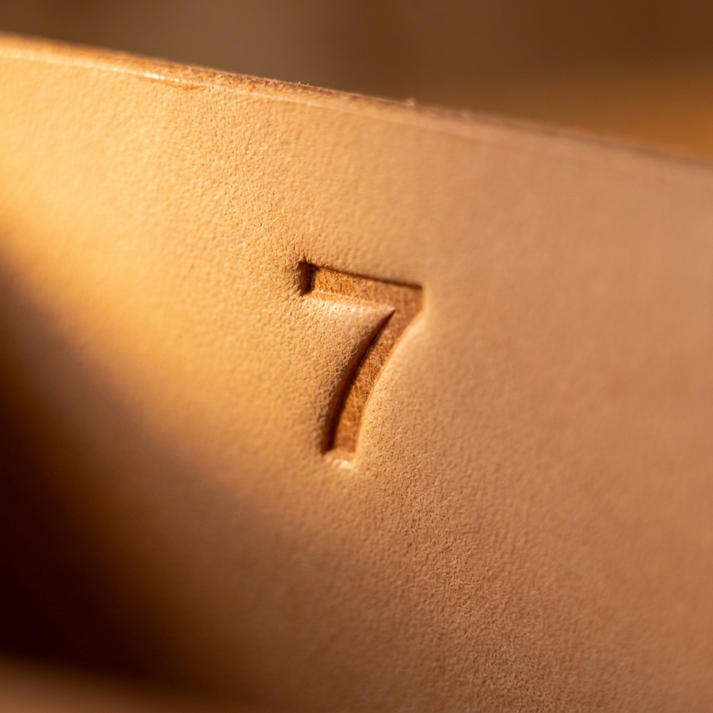 Hand-stamped detail, inside the leather